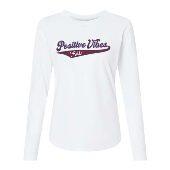 Positive Vibes Womens Cotton Relaxed Long Sleeve T-Shirt