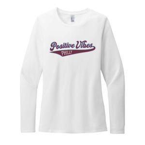 Positive Vibes Womens CVC Long Sleeve Shirt