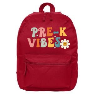 PreK Vibes Pre Kindergarten Team Retro 1st Day Of School 16 in Basic Backpack