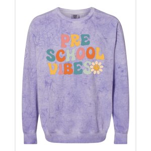 Preschool Vibes Preschool Team Retro 1st Day Of School Colorblast Crewneck Sweatshirt