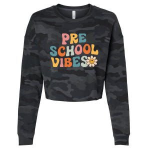 Preschool Vibes Preschool Team Retro 1st Day Of School Cropped Pullover Crew