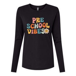 Preschool Vibes Preschool Team Retro 1st Day Of School Womens Cotton Relaxed Long Sleeve T-Shirt