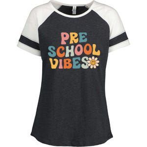 Preschool Vibes Preschool Team Retro 1st Day Of School Enza Ladies Jersey Colorblock Tee