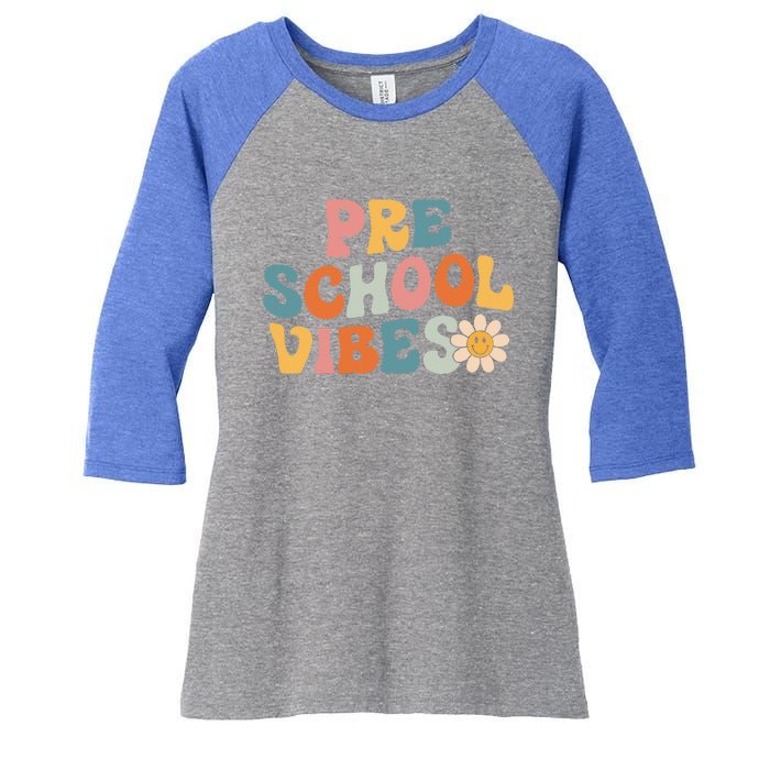 Preschool Vibes Preschool Team Retro 1st Day Of School Women's Tri-Blend 3/4-Sleeve Raglan Shirt