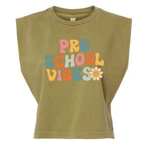 Preschool Vibes Preschool Team Retro 1st Day Of School Garment-Dyed Women's Muscle Tee