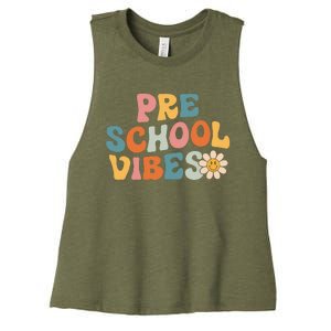 Preschool Vibes Preschool Team Retro 1st Day Of School Women's Racerback Cropped Tank