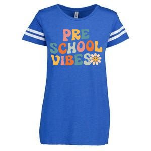 Preschool Vibes Preschool Team Retro 1st Day Of School Enza Ladies Jersey Football T-Shirt