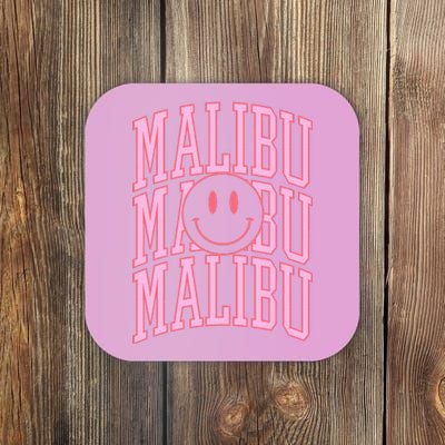 Preppy Varsity Pink Malibu California Coaster