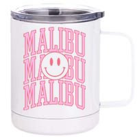 Preppy Varsity Pink Malibu California 12 oz Stainless Steel Tumbler Cup