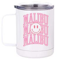 Preppy Varsity Pink Malibu California 12 oz Stainless Steel Tumbler Cup