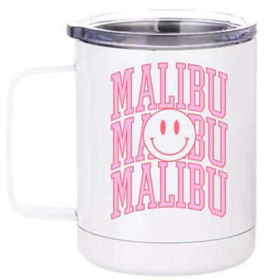 Preppy Varsity Pink Malibu California 12 oz Stainless Steel Tumbler Cup