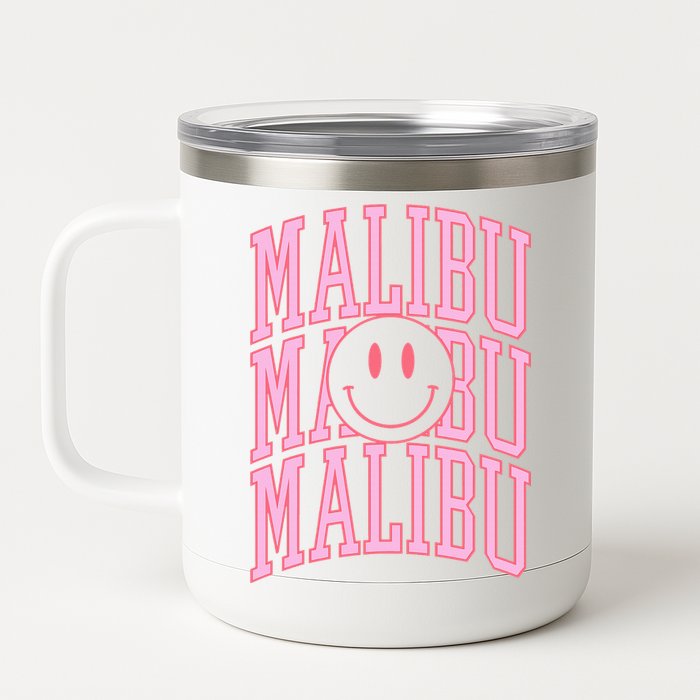 Preppy Varsity Pink Malibu California 12 oz Stainless Steel Tumbler Cup