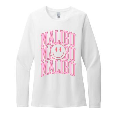 Preppy Varsity Pink Malibu California Womens CVC Long Sleeve Shirt