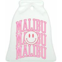 Preppy Varsity Pink Malibu California Ceramic Bell Ornament