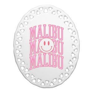 Preppy Varsity Pink Malibu California Ceramic Oval Ornament