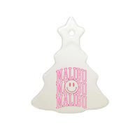 Preppy Varsity Pink Malibu California Ceramic Tree Ornament