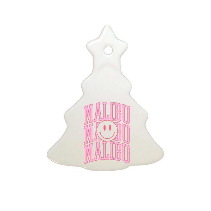 Preppy Varsity Pink Malibu California Ceramic Tree Ornament