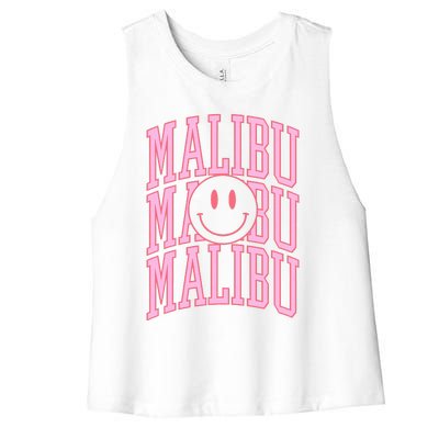 Preppy Varsity Pink Malibu California Women's Racerback Cropped Tank