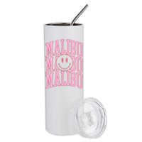 Preppy Varsity Pink Malibu California Stainless Steel Tumbler