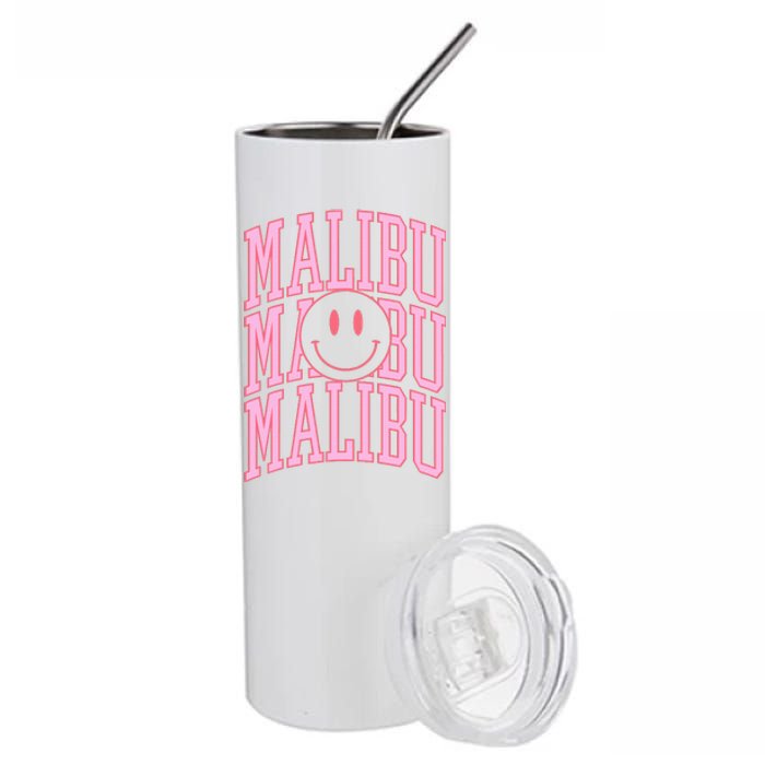 Preppy Varsity Pink Malibu California Stainless Steel Tumbler