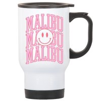 Preppy Varsity Pink Malibu California Stainless Steel Travel Mug