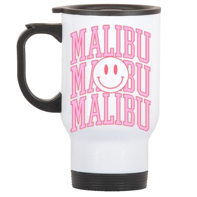 Preppy Varsity Pink Malibu California Stainless Steel Travel Mug