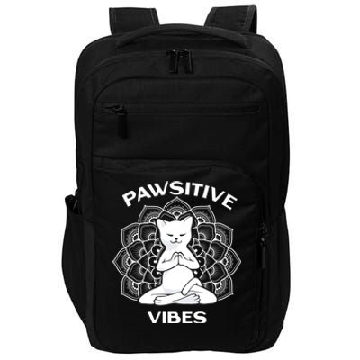 Pawsitive Vibes Positivity Meditation Lotus Dala Yoga Cat Gift Impact Tech Backpack