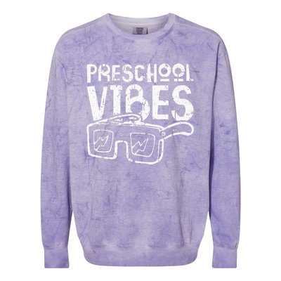 Preschool Vibes Preschool Teacher Colorblast Crewneck Sweatshirt