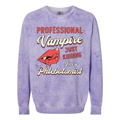 Professional Vampire Phlebotomyl Nurse Retro Phlebotomist Colorblast Crewneck Sweatshirt