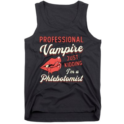 Professional Vampire Phlebotomyl Nurse Retro Phlebotomist Tank Top