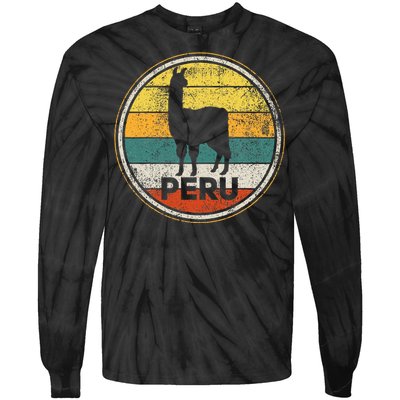 Peru Vicuna Peruvian Retro Vintage Tie-Dye Long Sleeve Shirt