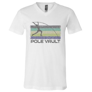 Pole Vault Retro Fun Pole Vaulting Design For Your Vaulter V-Neck T-Shirt