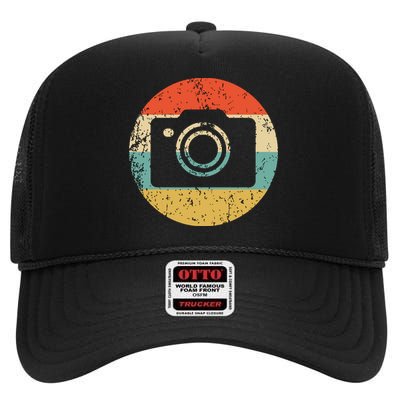 Photographer Vintage Retro Camera High Crown Mesh Back Trucker Hat