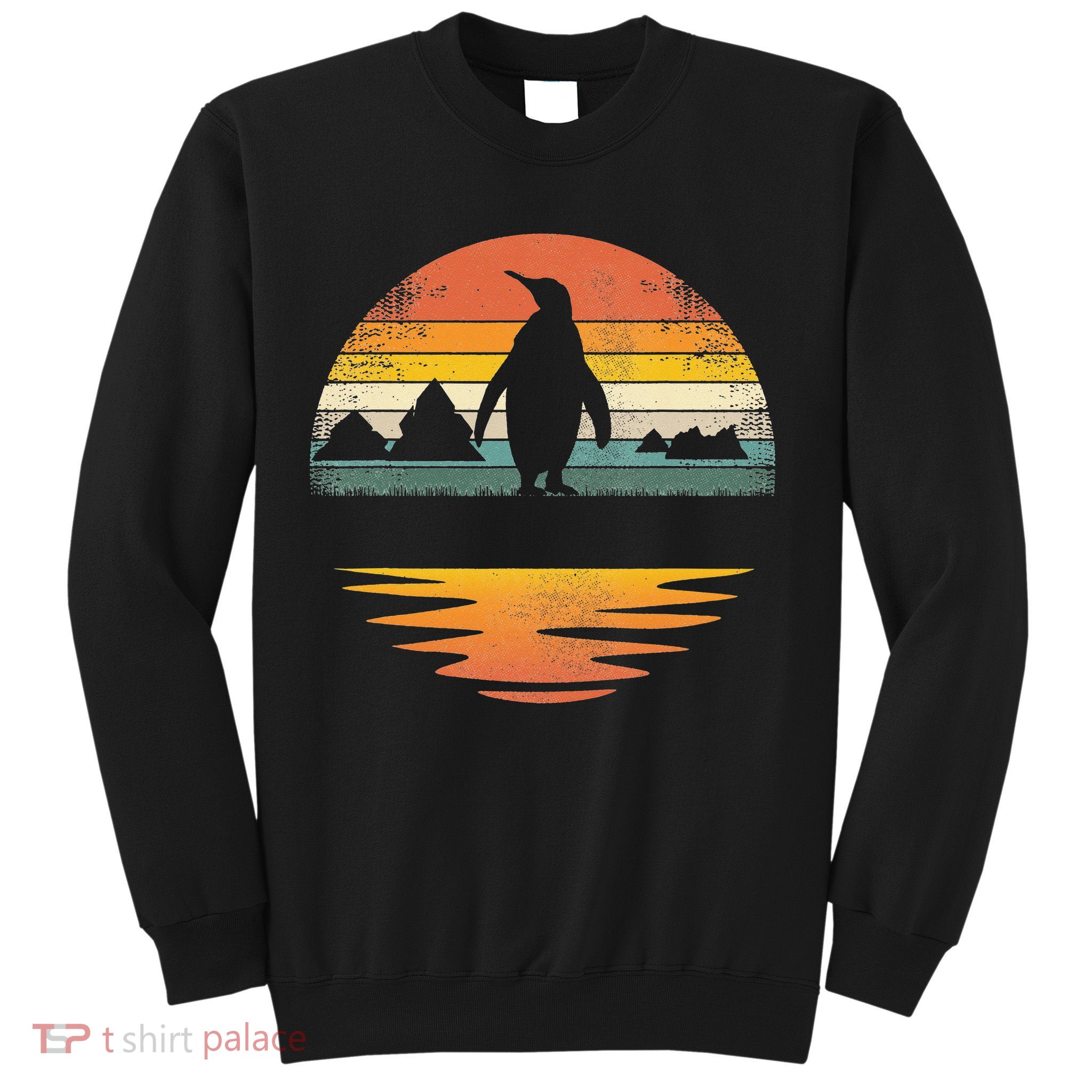 Penguin Vintage Retro Sunset Penguin Lover Sweatshirt