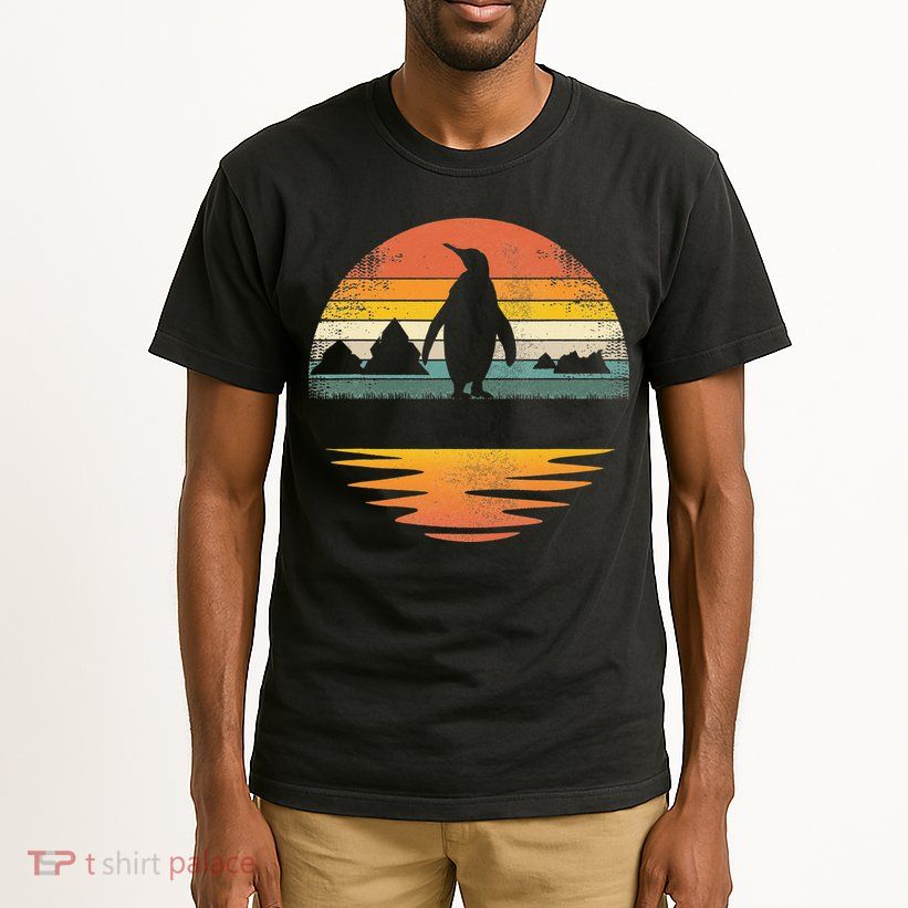 Penguin Vintage Retro Sunset Penguin Lover Tall T-Shirt