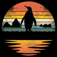 Penguin Vintage Retro Sunset Penguin Lover Backpack