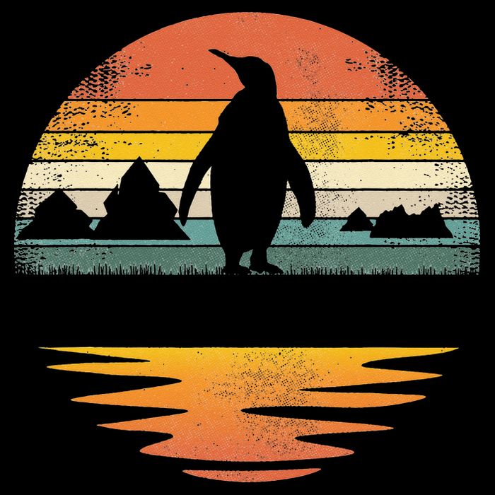 Penguin Vintage Retro Sunset Penguin Lover Backpack