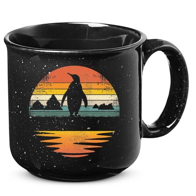 Penguin Vintage Retro Sunset Penguin Lover 15oz Campfire Ceramic Mug