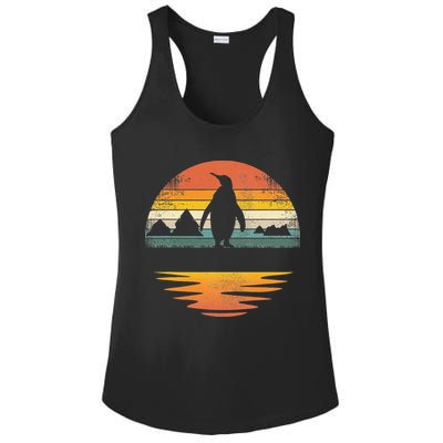 Penguin Vintage Retro Sunset Penguin Lover Ladies PosiCharge Competitor Racerback Tank