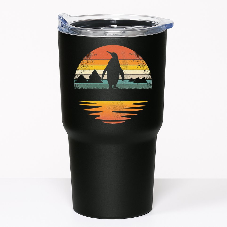 Penguin Vintage Retro Sunset Penguin Lover Tumbler