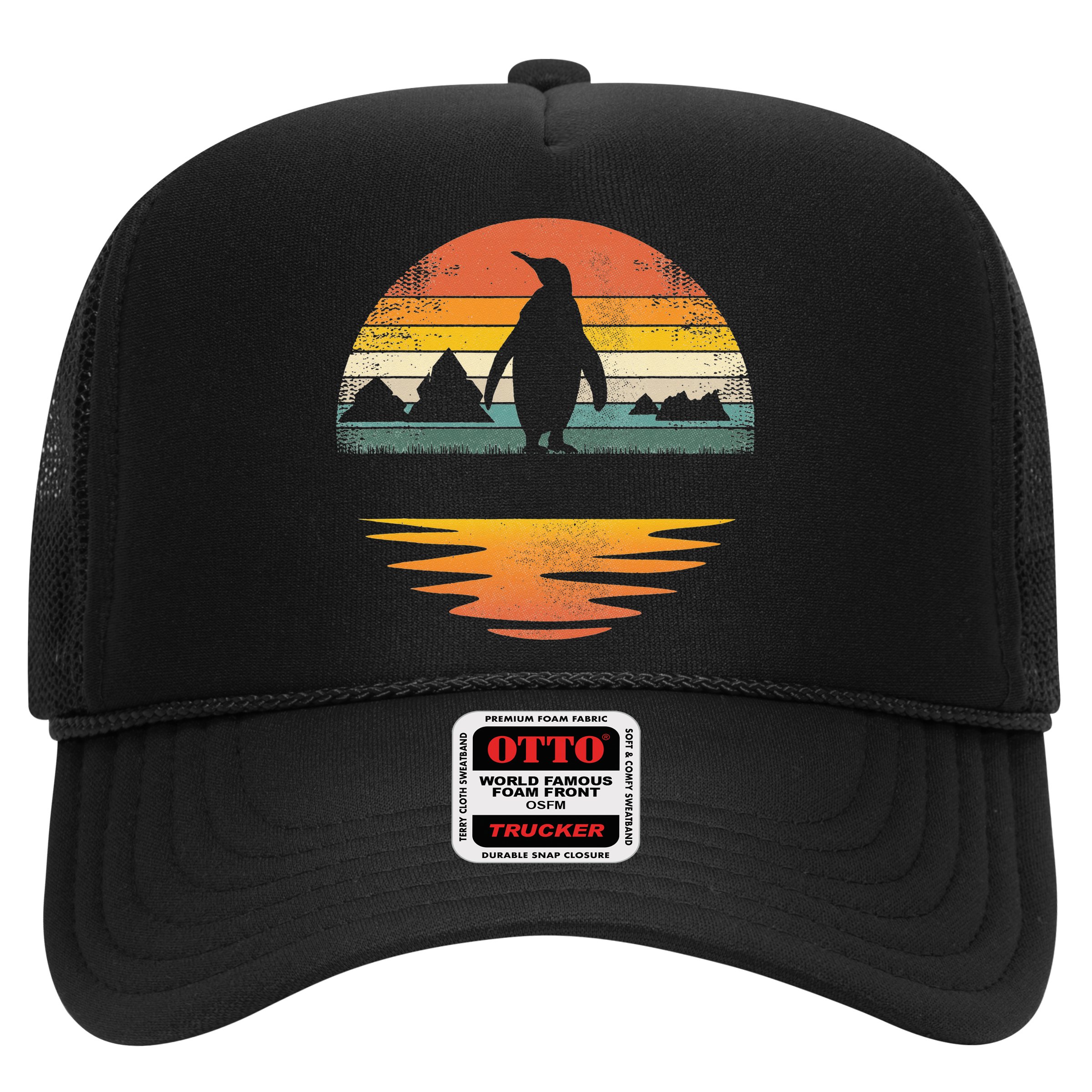 Penguin Vintage Retro Sunset Penguin Lover Hat