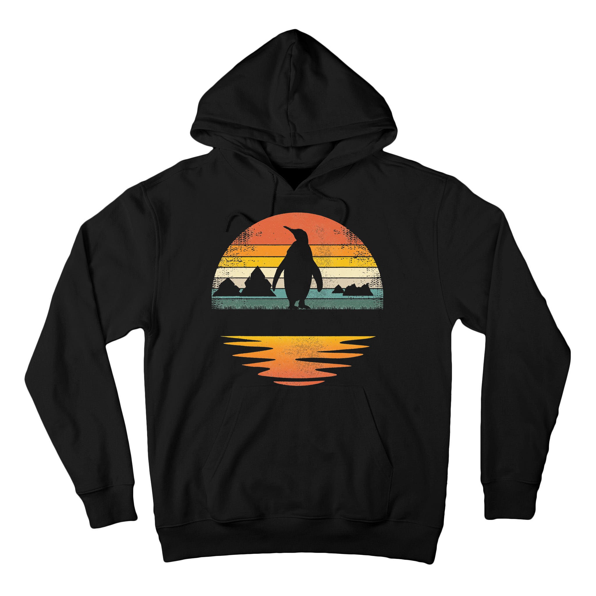Penguin Vintage Retro Sunset Penguin Lover Tall Hoodie