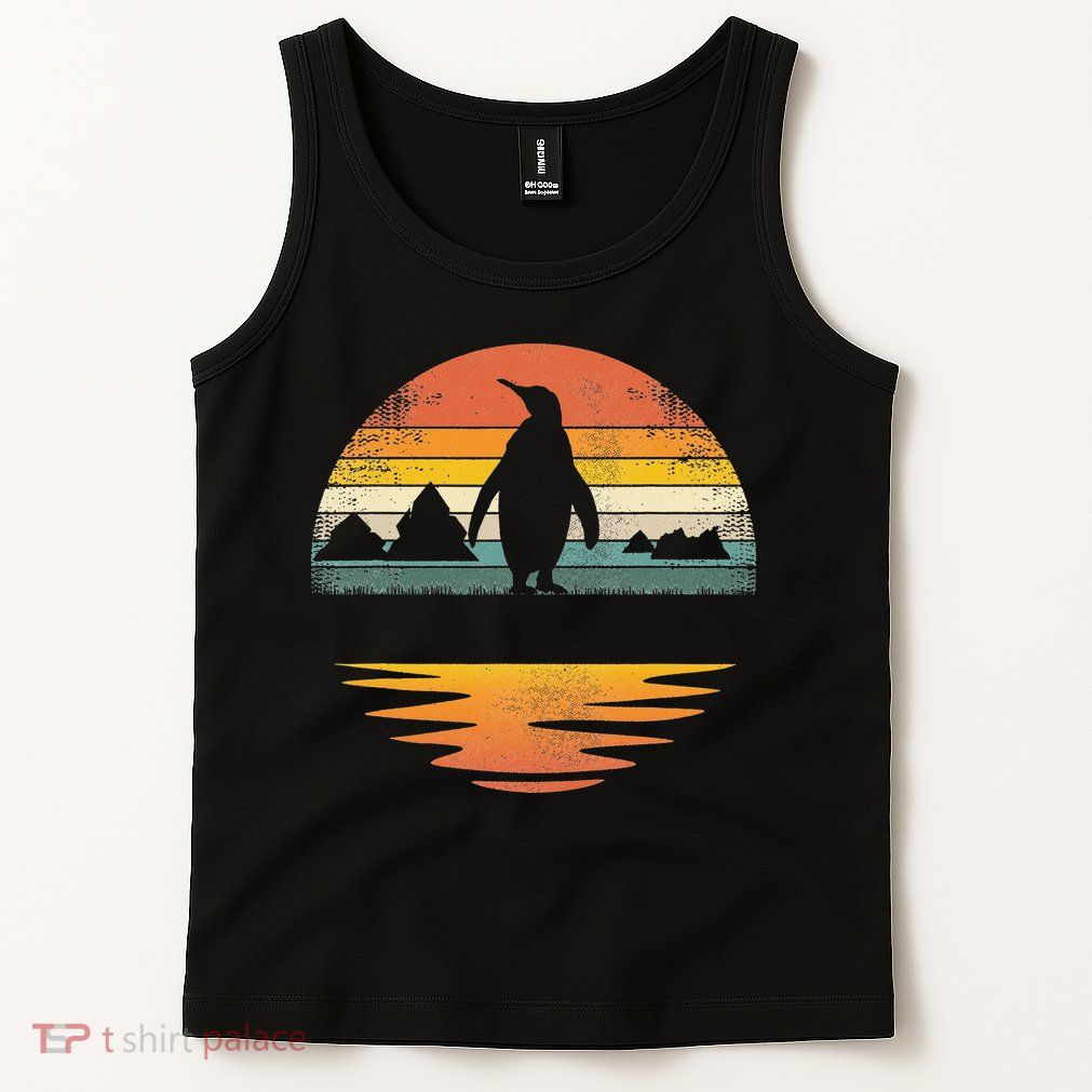 Penguin Vintage Retro Sunset Penguin Lover Tank Top
