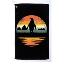 Penguin Vintage Retro Sunset Penguin Lover Golf Towel