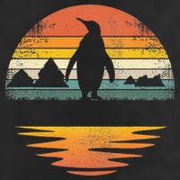 Penguin Vintage Retro Sunset Penguin Lover Golf Towel