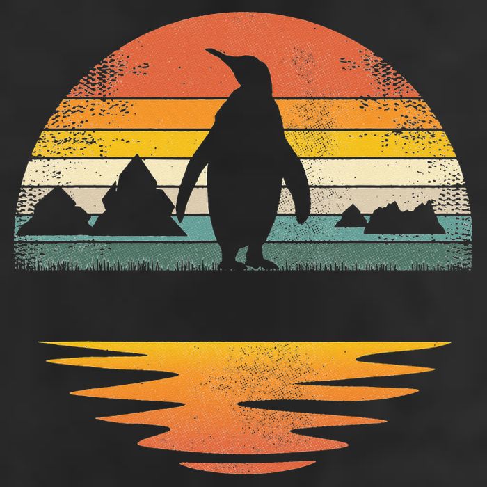 Penguin Vintage Retro Sunset Penguin Lover Golf Towel