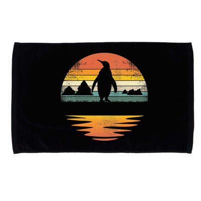 Penguin Vintage Retro Sunset Penguin Lover Microfiber Hand Towel