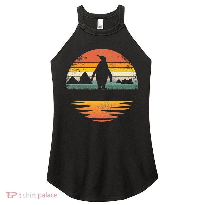 Penguin Vintage Retro Sunset Penguin Lover Women's Perfect Tri Rocker Tank