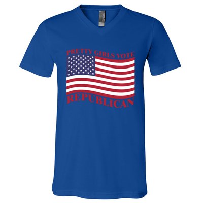 Pretty Vote Republican Usa Flag Freedom Republican Great Gift V-Neck T-Shirt