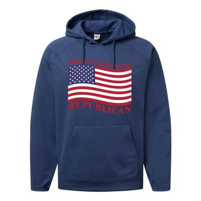 Pretty Vote Republican Usa Flag Freedom Republican Great Gift Performance Fleece Hoodie